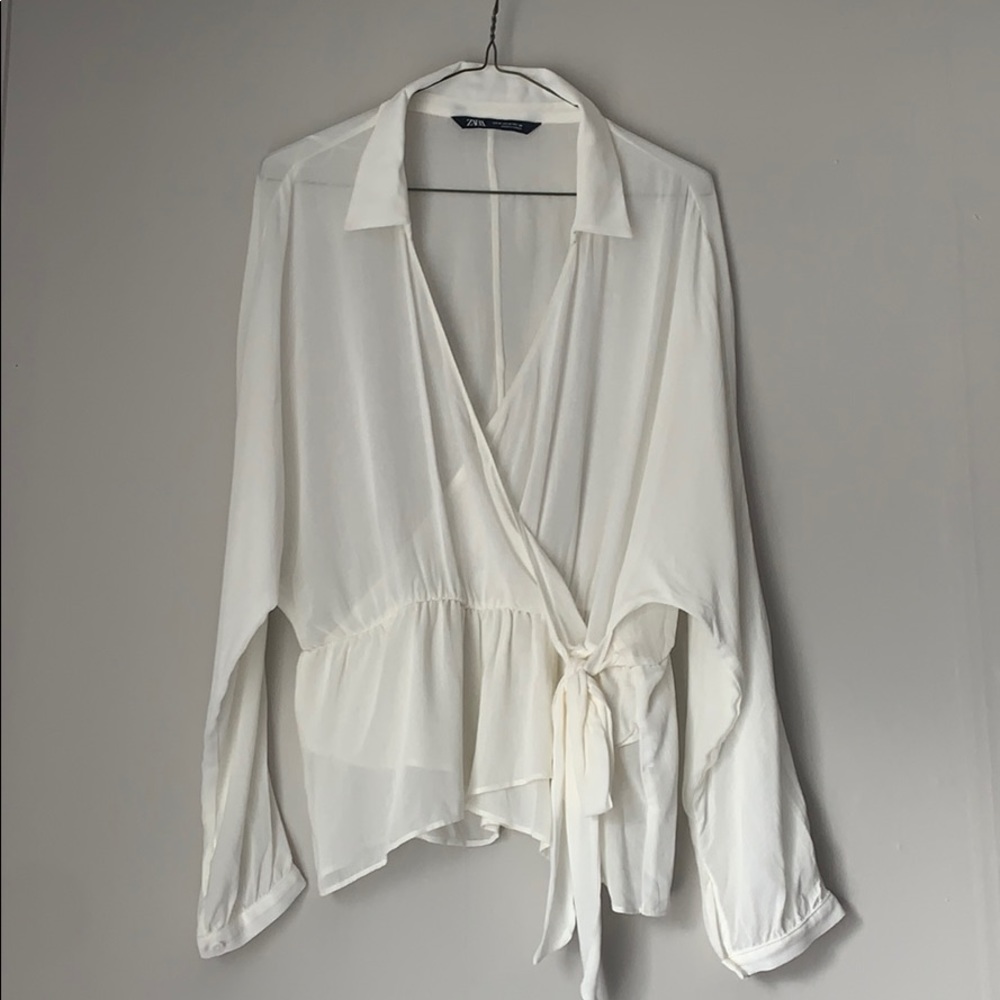 Zara white long sleeve top